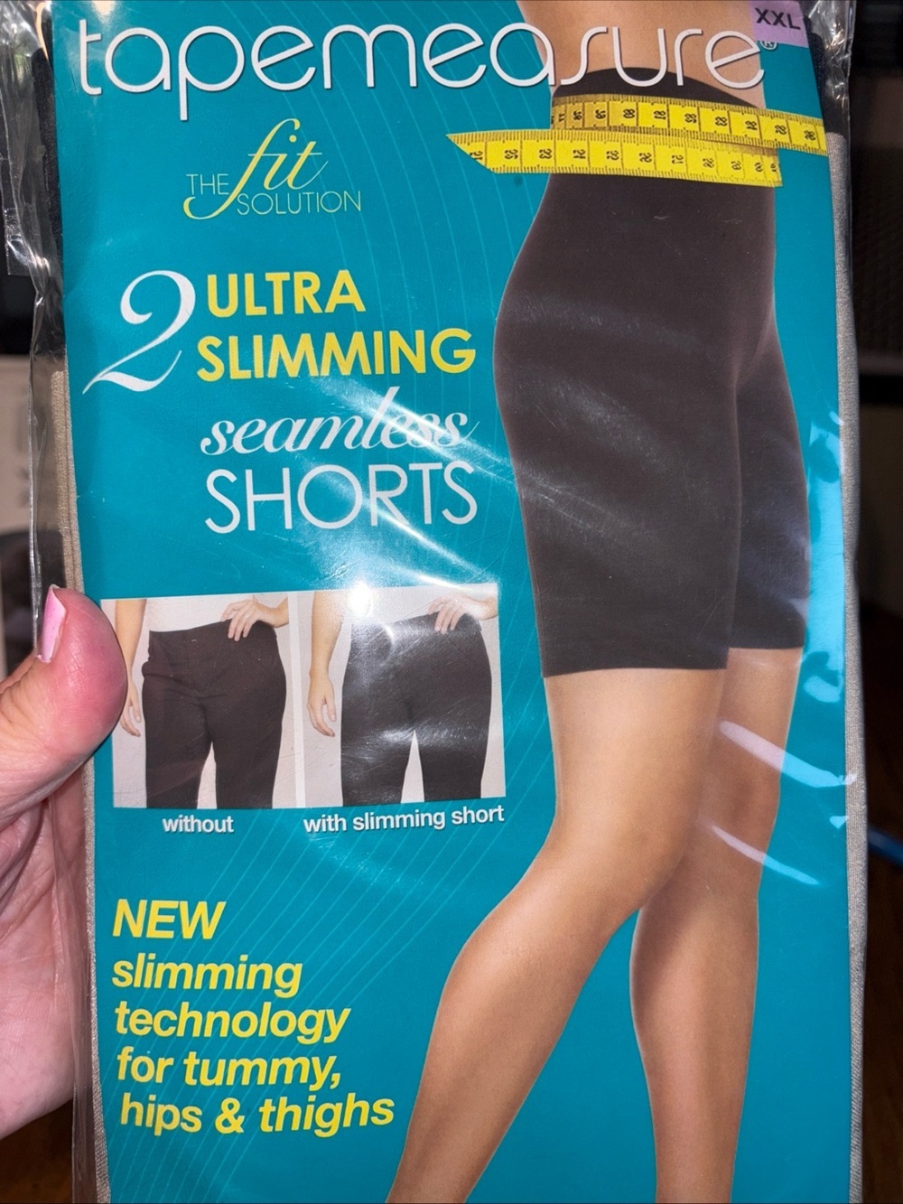 Tapemeasure Tummy Control Seamless Shorts Pk of 2 in Black & Buff Women's XXL N - Picture 9 of 10